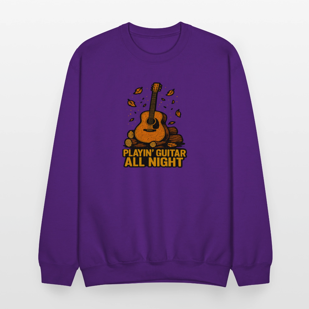 Playin Guitar All Night Acoustic Music Crewneck Sweatshirt - purple