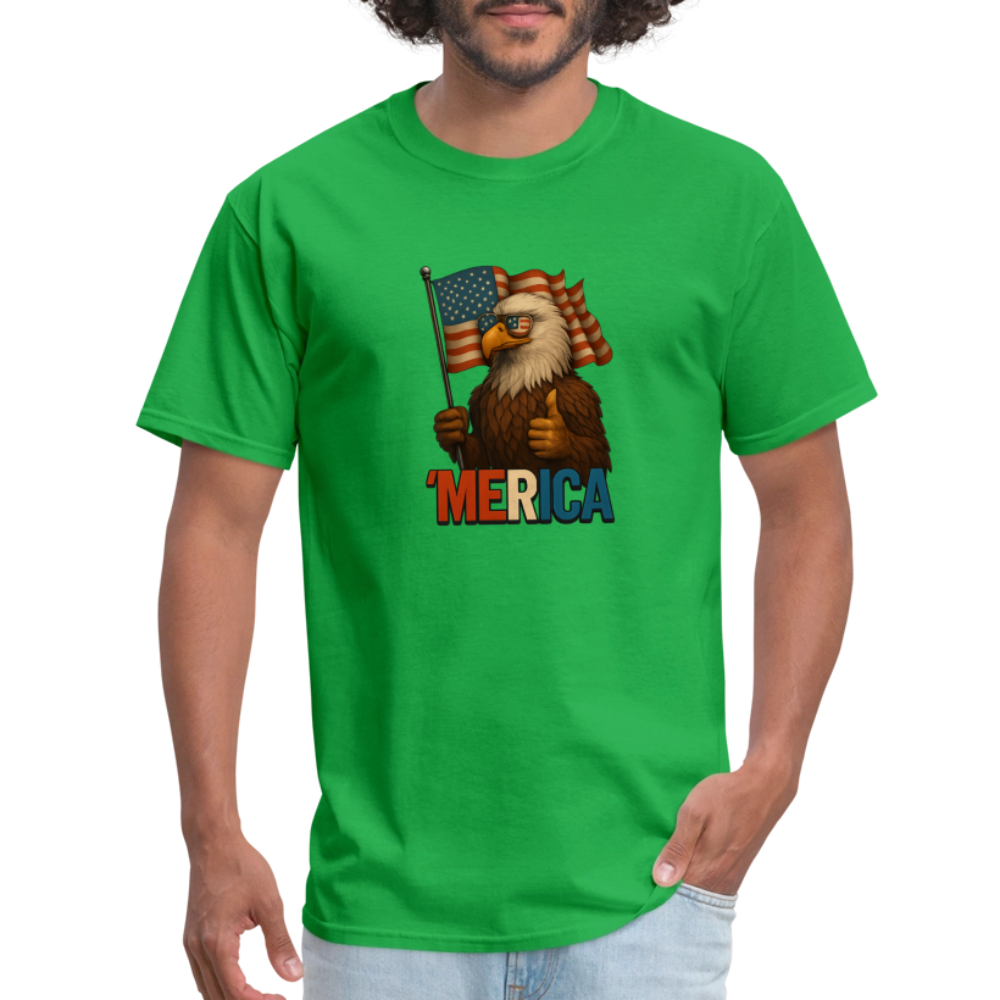 Thumbs Up Merica Eagle 4th of July Funny and Patriotic Unisex Classic T-Shirt - bright green