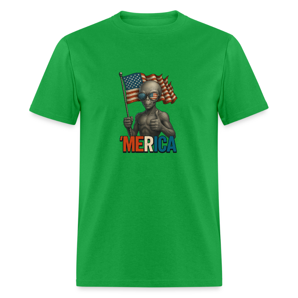 Thumbs Up Merica Alien 4th of July Funny and Patriotic Unisex Classic T-Shirt - bright green