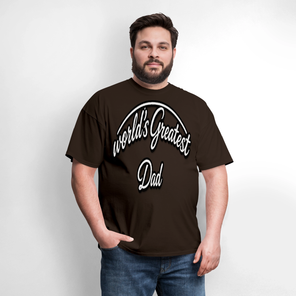 Dad Appreciation T Shirt: Worlds Greatest Dad Script - brown