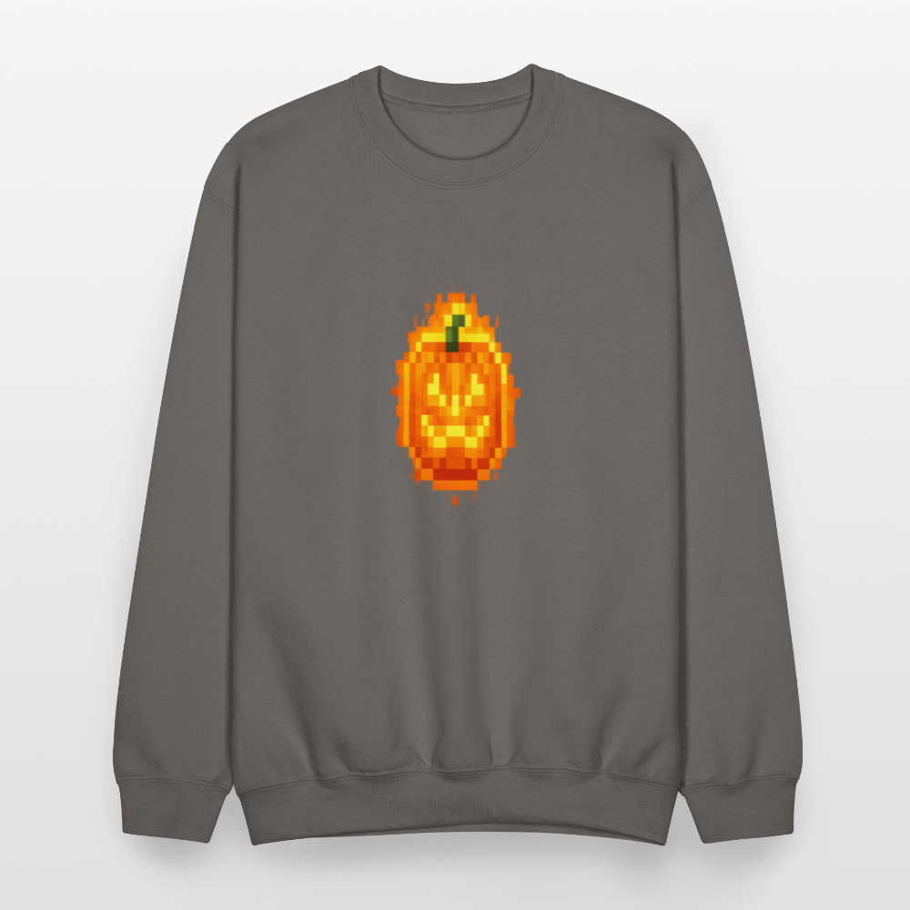 Pixel Pumpkin Power Up Halloween Retro 8 Bit Gamer Crewneck Sweatshirt - asphalt gray