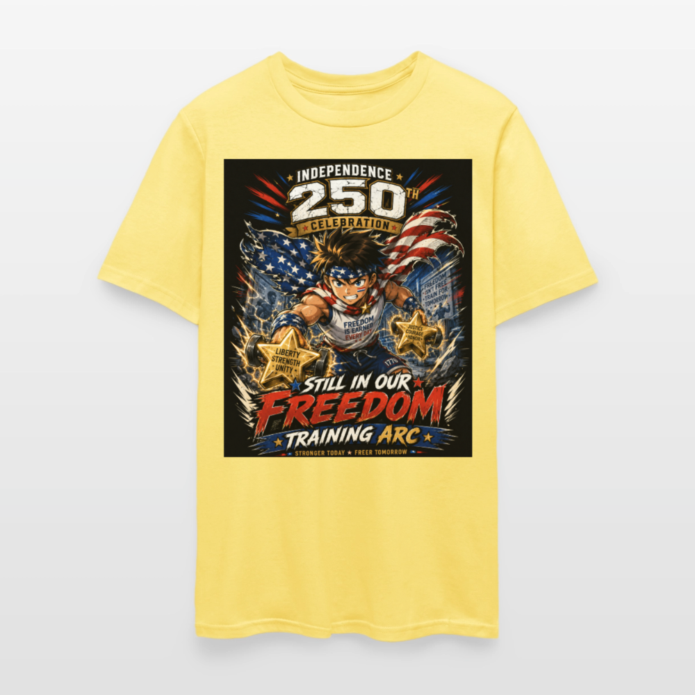 Patriotic T Shirt for July 4th Fans: Anime Hero Graphic - cornsilk