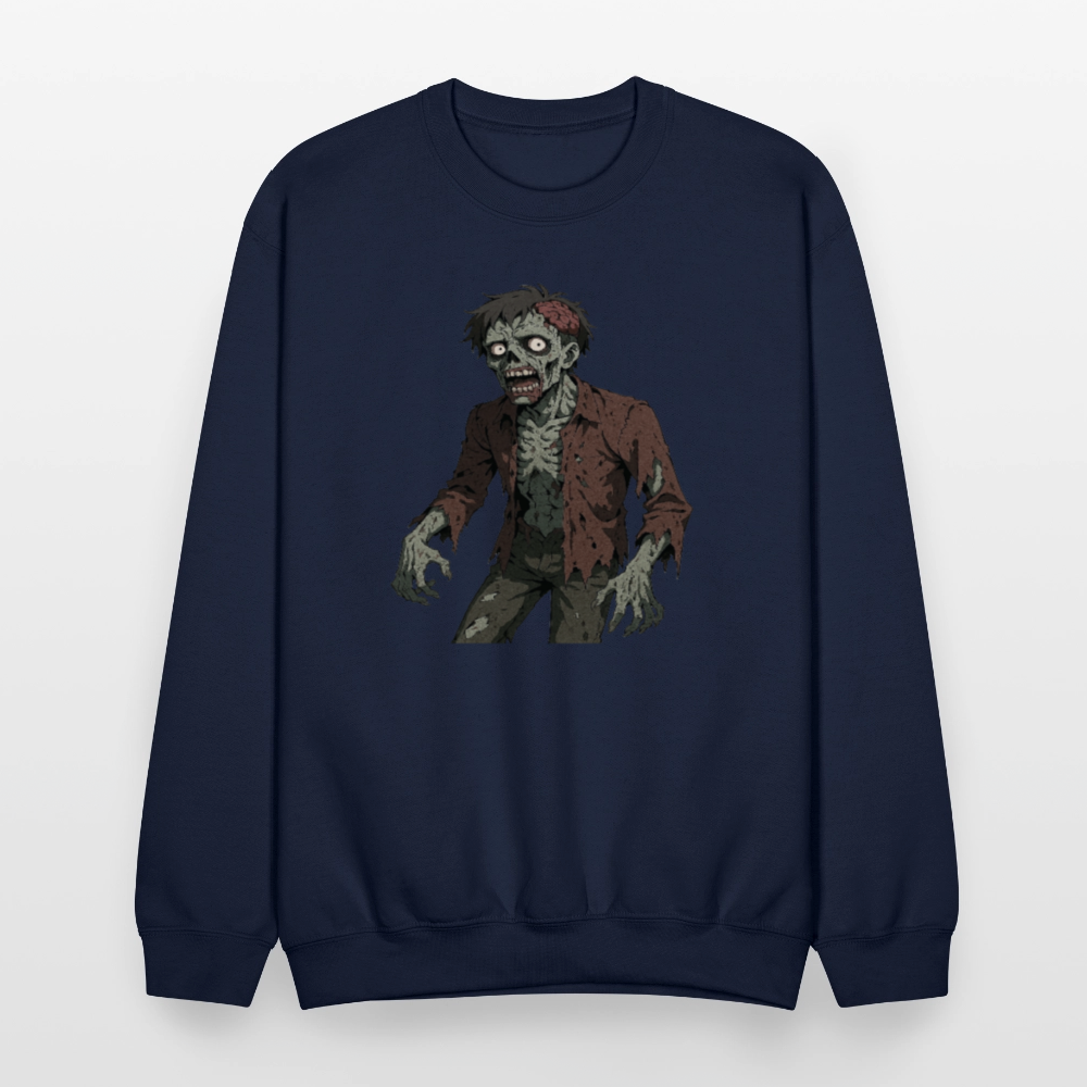 Creepy Zombie Horror Art Crewneck Sweatshirt - navy