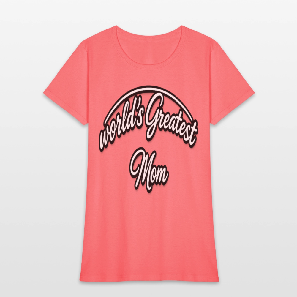 World's Greatest Mom Script Quote Women's T-Shirt - coral
