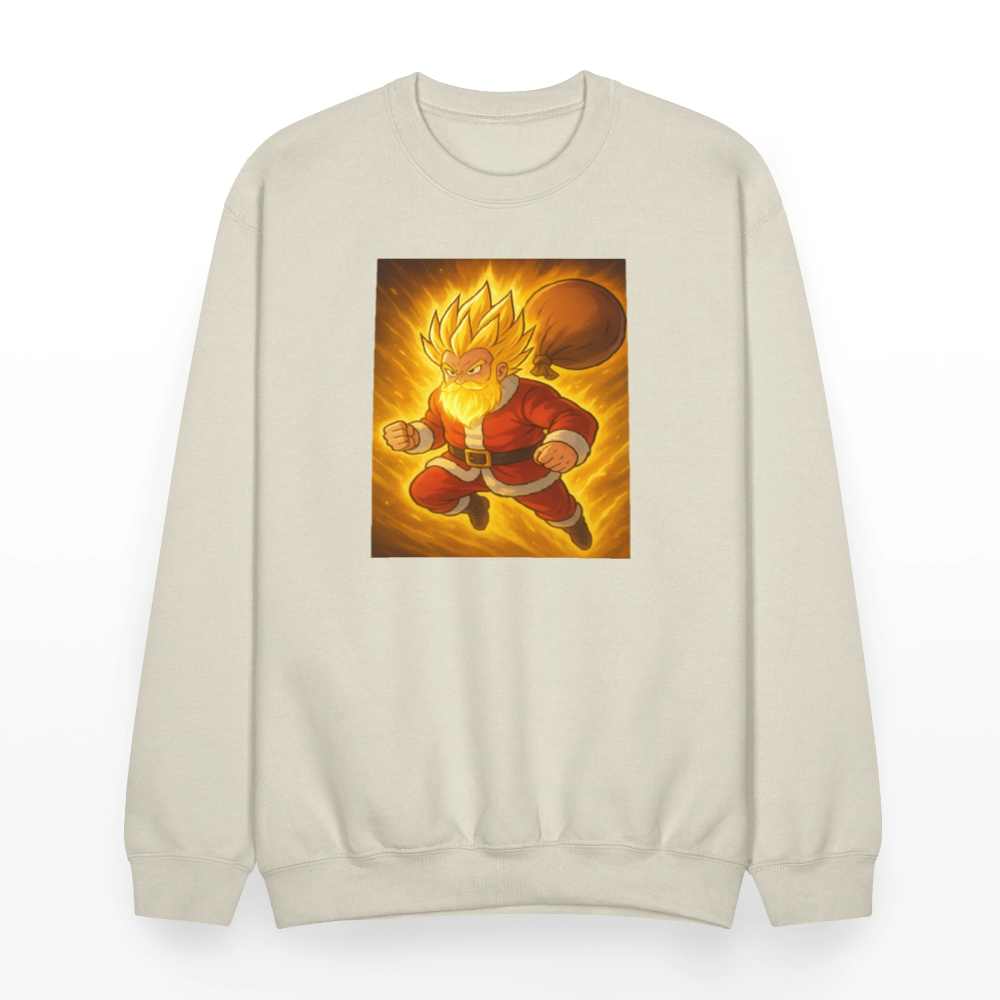 Super Powered Santa Anime Meme Crewneck Sweatshirt - Sand