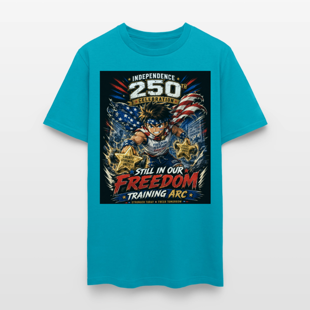 Patriotic T Shirt for July 4th Fans: Anime Hero Graphic - turquoise