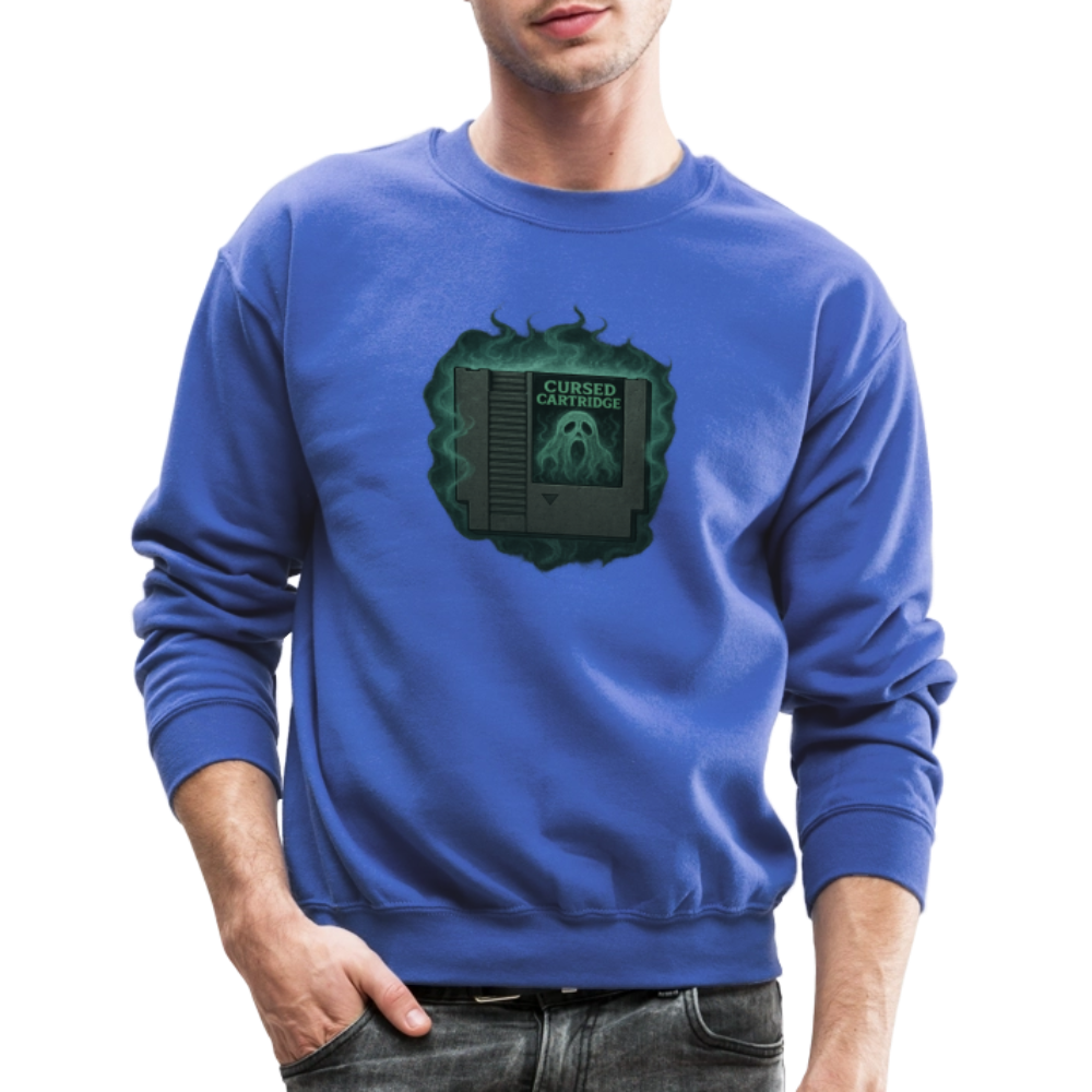 Haunted Retro Gamer Cursed Cartridge Crewneck Sweatshirt - royal blue