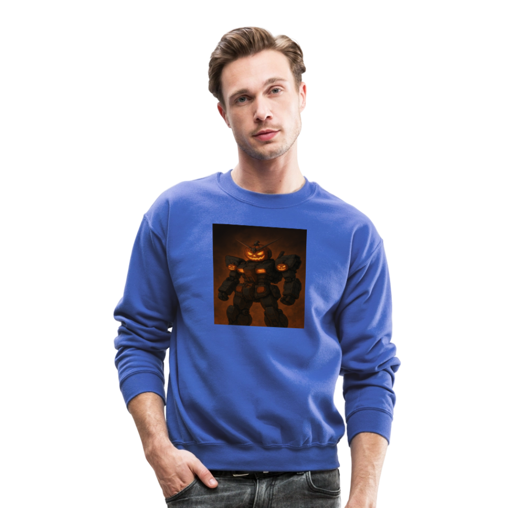 Pumpkin Mech Halloween Robot Crewneck Sweatshirt - royal blue