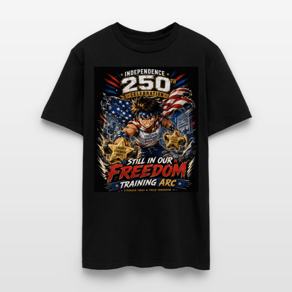 Patriotic T Shirt for July 4th Fans: Anime Hero Graphic - black