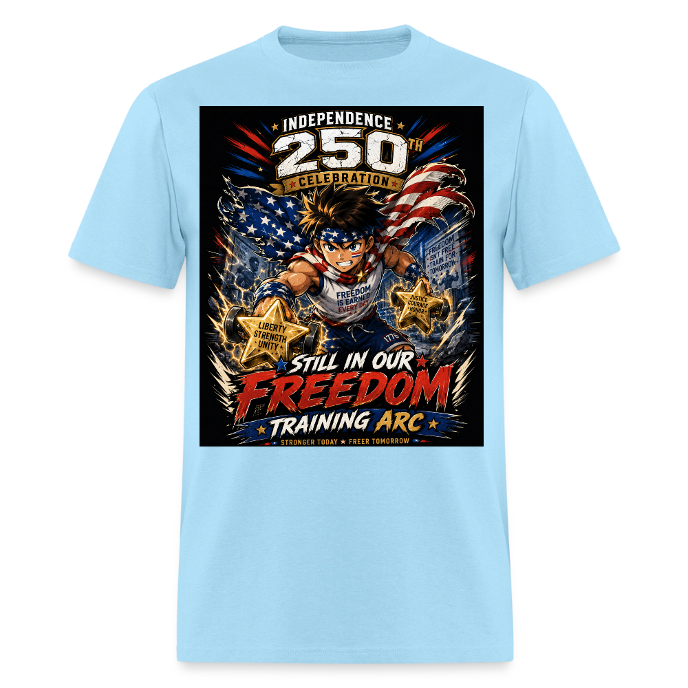 Patriotic T Shirt for July 4th Fans: Anime Hero Graphic - powder blue