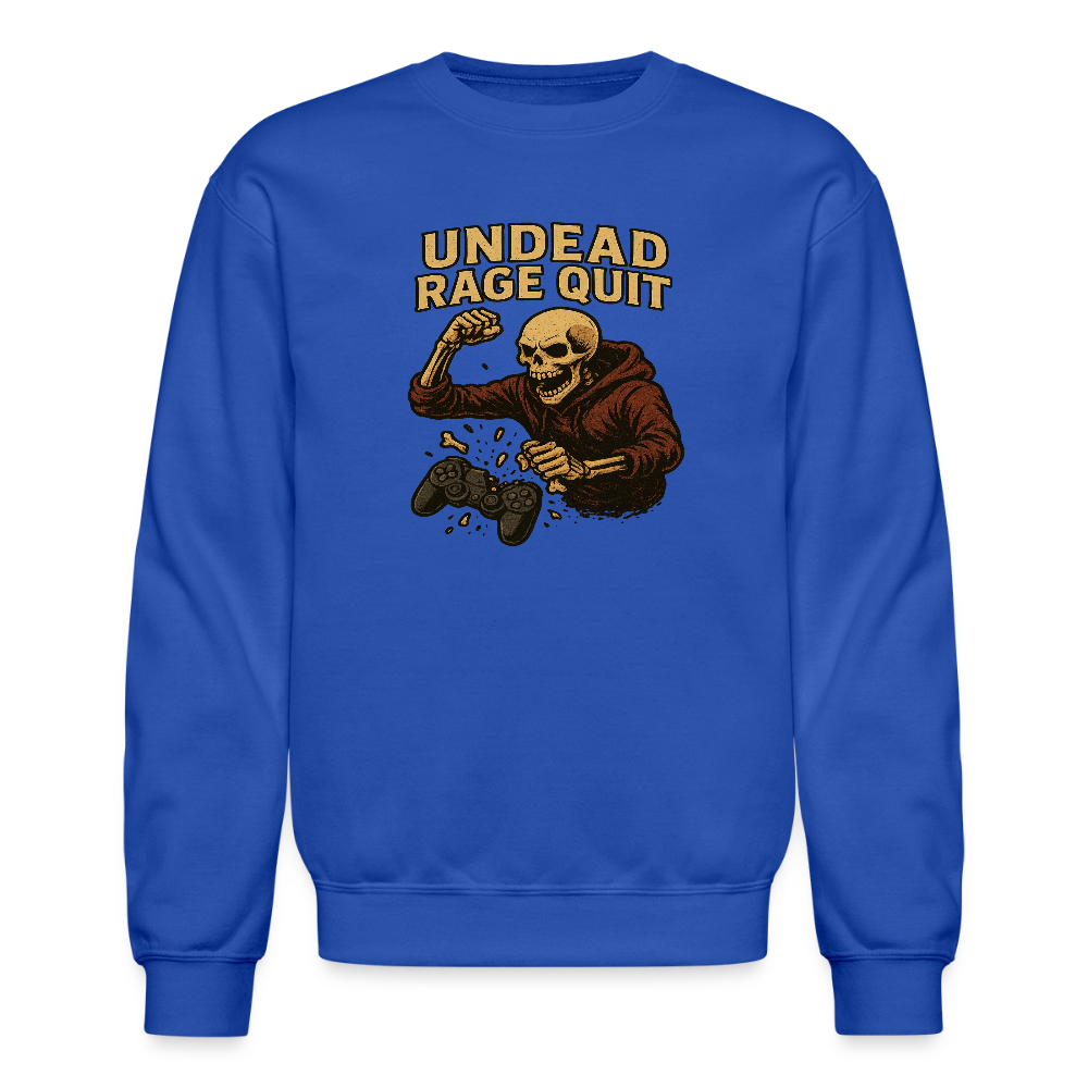 Undead Rage Quit Gamer Meme Crewneck Sweatshirt - royal blue