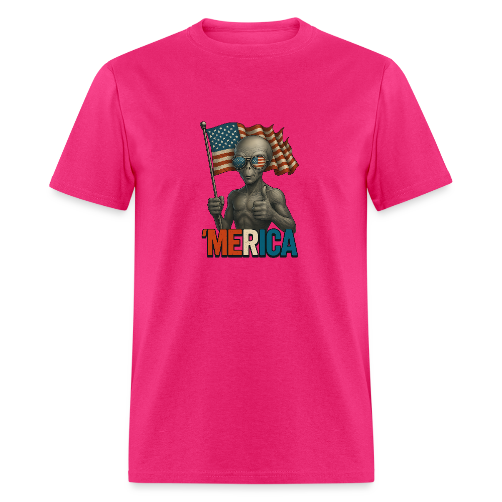 Thumbs Up Merica Alien 4th of July Funny and Patriotic Unisex Classic T-Shirt - fuchsia