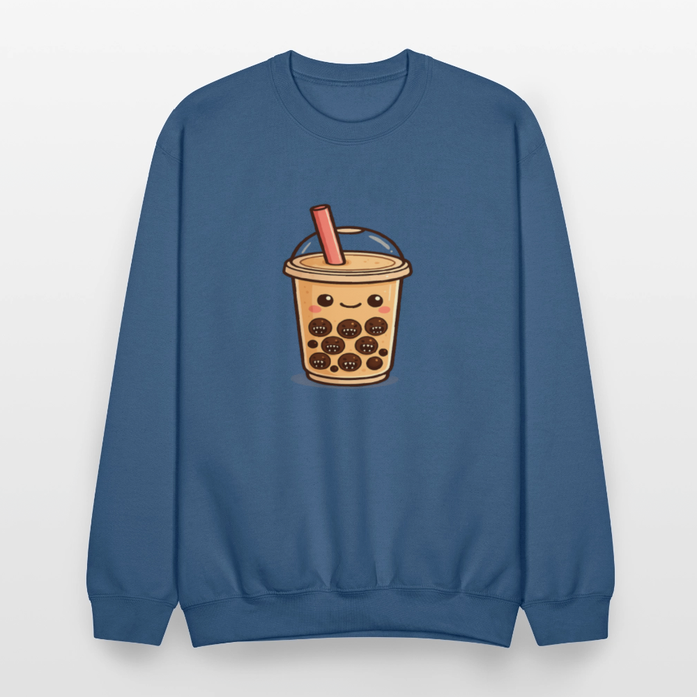 Kawaii Bubble Tea Monster Meme Crewneck Sweatshirt - indigo blue