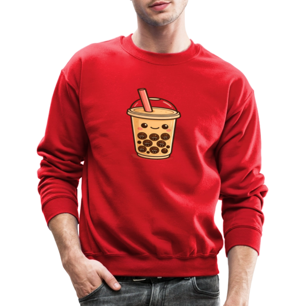 Kawaii Bubble Tea Monster Meme Crewneck Sweatshirt - red