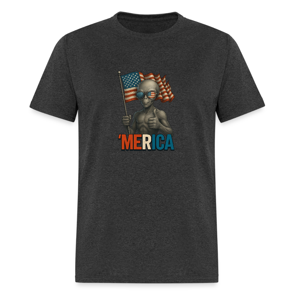 Thumbs Up Merica Alien 4th of July Funny and Patriotic Unisex Classic T-Shirt - heather black
