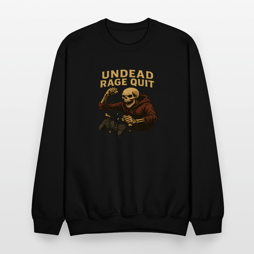 Undead Rage Quit Gamer Meme Crewneck Sweatshirt - black