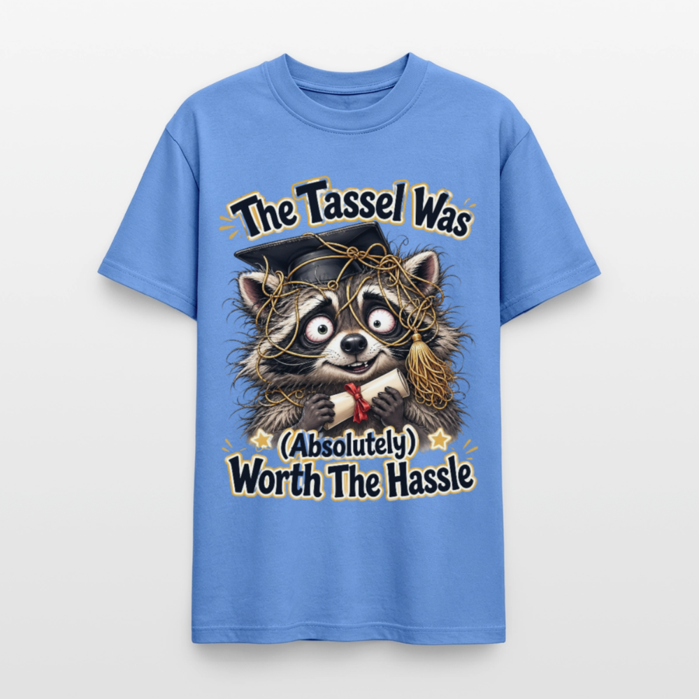 Funny Raccoon Graduation Design, Tassel Worth the Hassle Graduate Gift, Cute Animal Commencement Humor for Seniors & Students Gildan Ultra Cotton Adult T-Shirt - carolina blue
