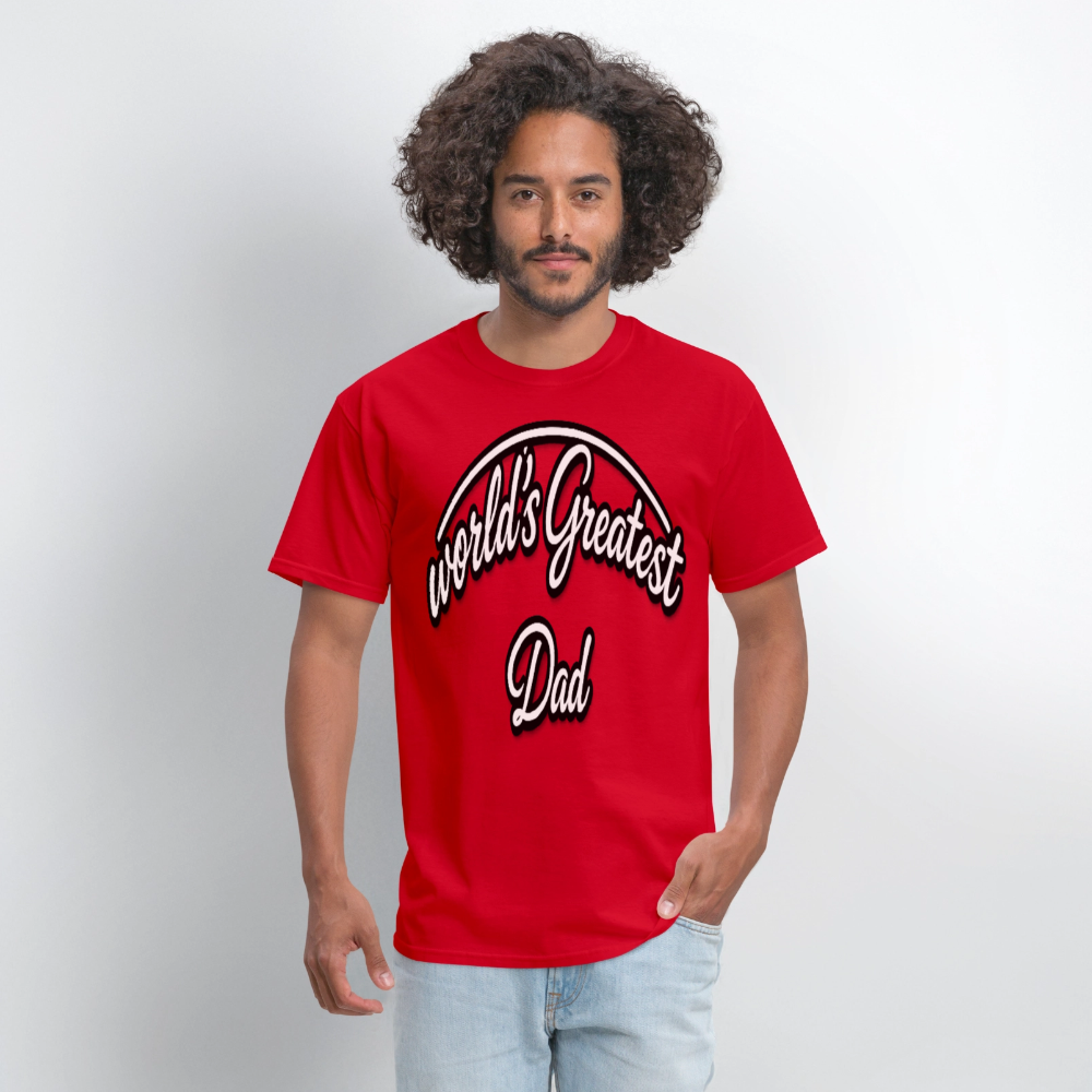 Dad Appreciation T Shirt: Worlds Greatest Dad Script - red