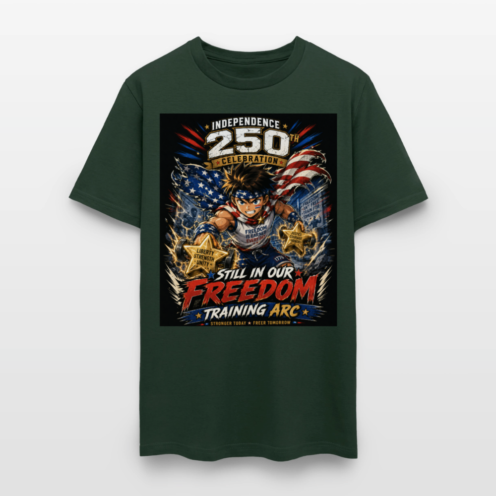Patriotic T Shirt for July 4th Fans: Anime Hero Graphic - forest green