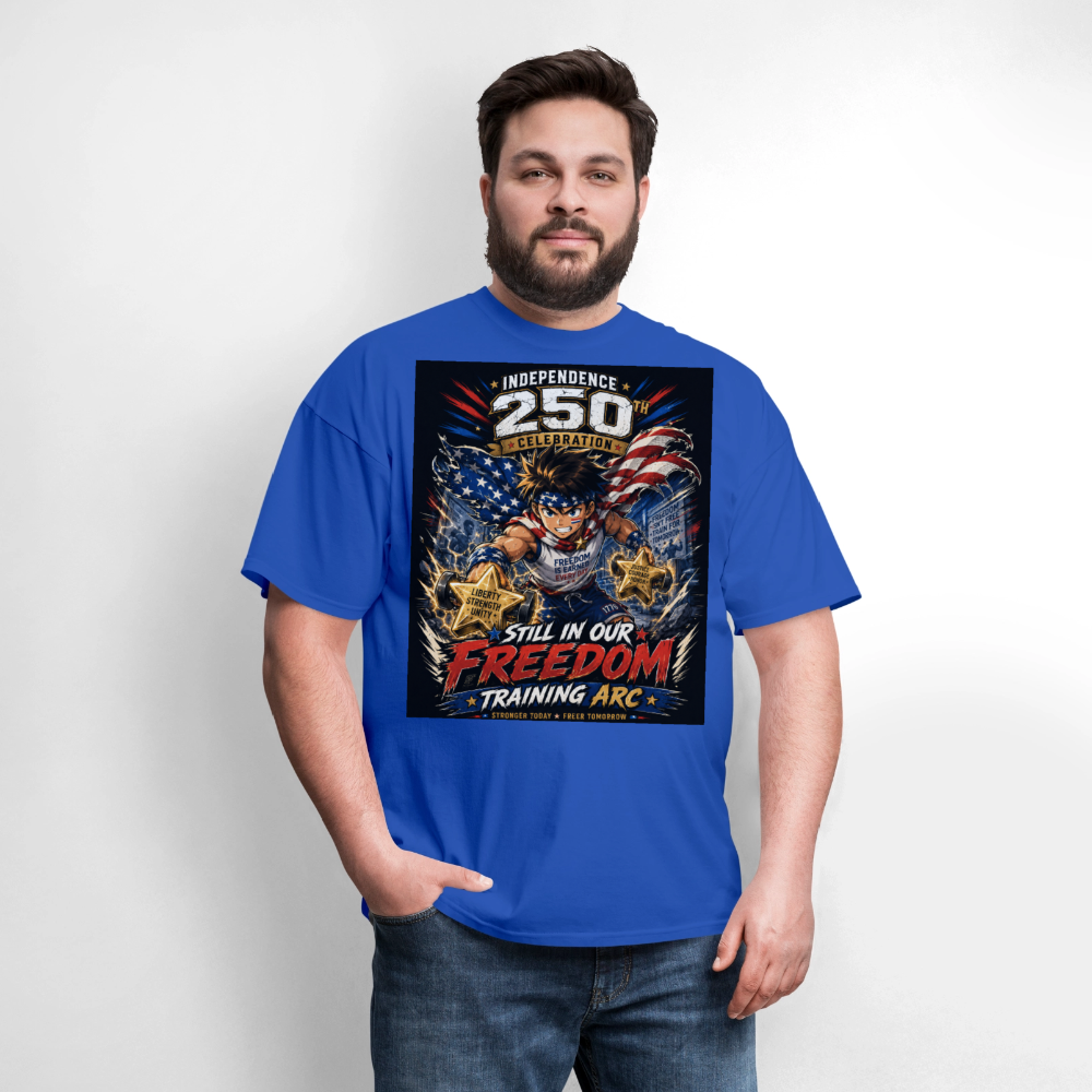 Patriotic T Shirt for July 4th Fans: Anime Hero Graphic - royal blue