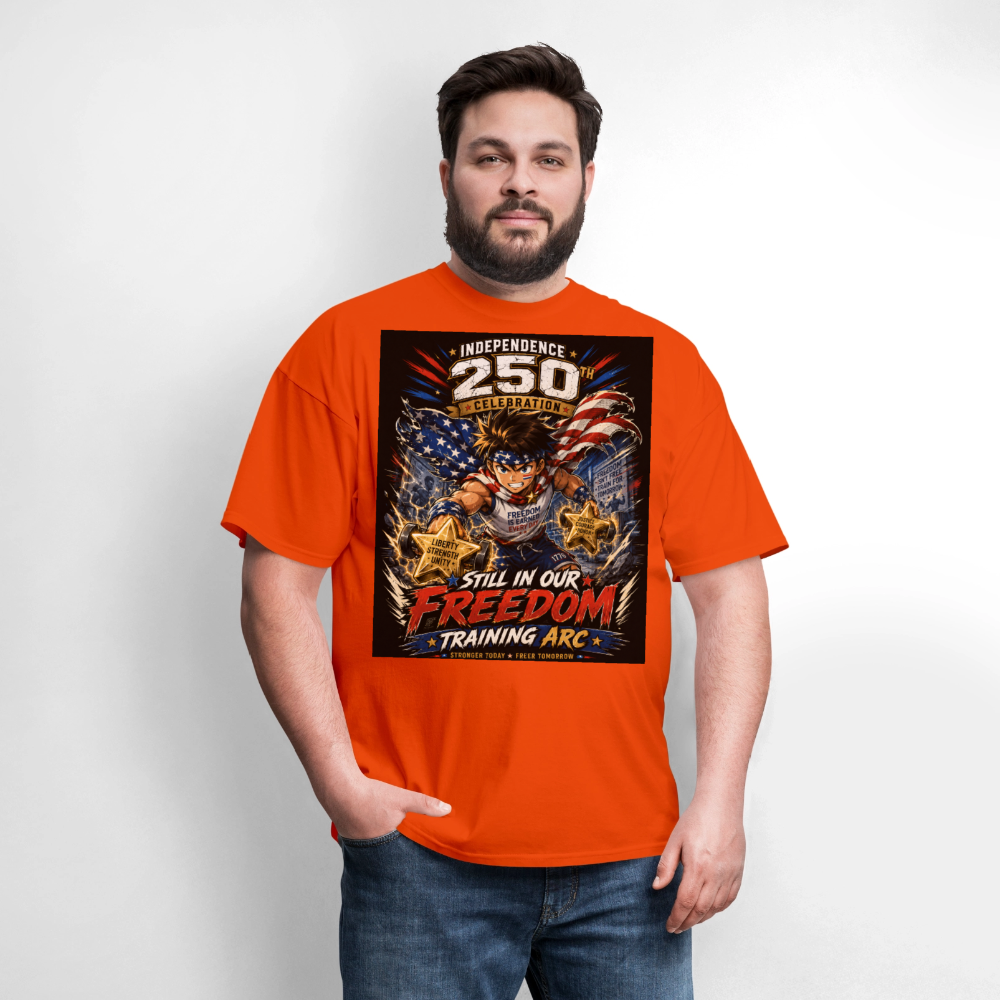 Patriotic T Shirt for July 4th Fans: Anime Hero Graphic - orange