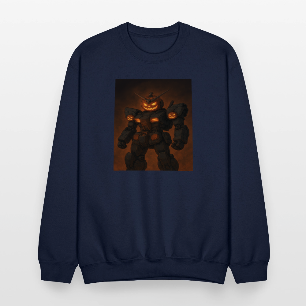 Pumpkin Mech Halloween Robot Crewneck Sweatshirt - navy