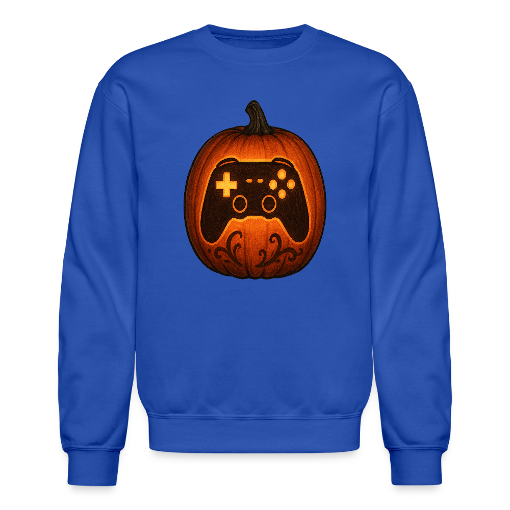 Gaming Controller Jack O Lantern Art Crewneck Sweatshirt - royal blue