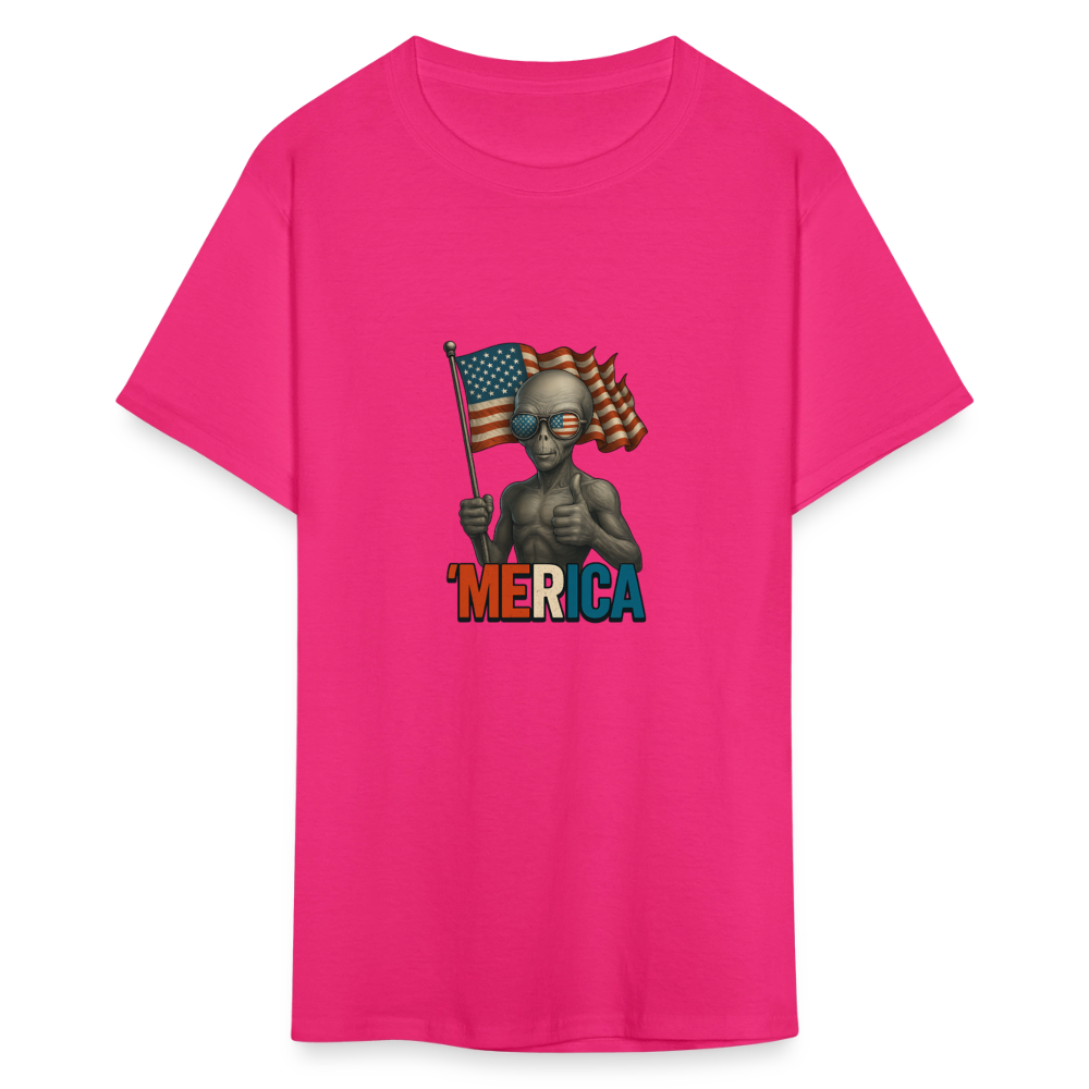 Thumbs Up Merica Alien 4th of July Funny and Patriotic Unisex Classic T-Shirt - fuchsia