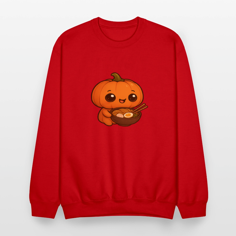 Chibi Pumpkin with Ramen Bowl Kawaii Art Crewneck Sweatshirt - red