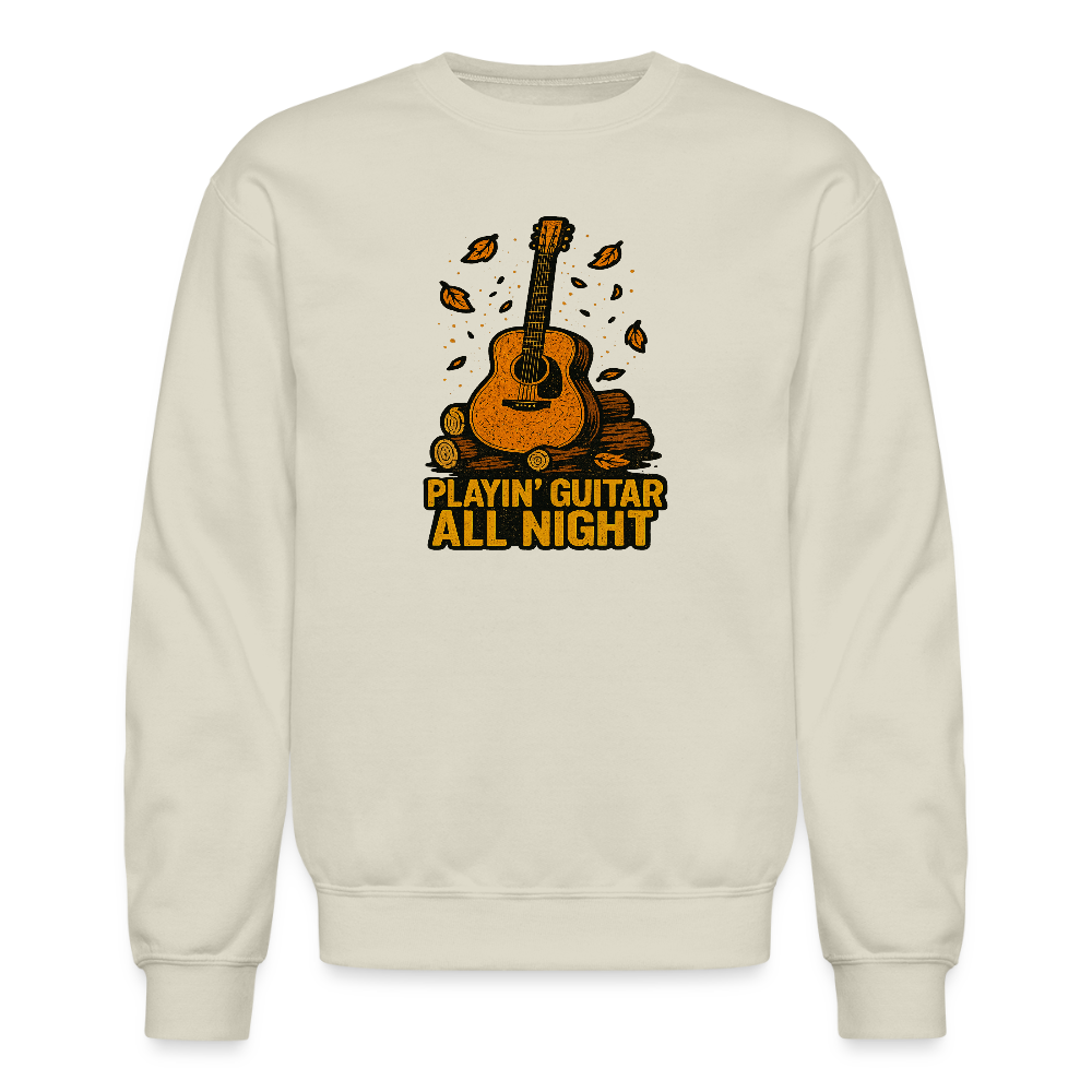 Playin Guitar All Night Acoustic Music Crewneck Sweatshirt - Sand