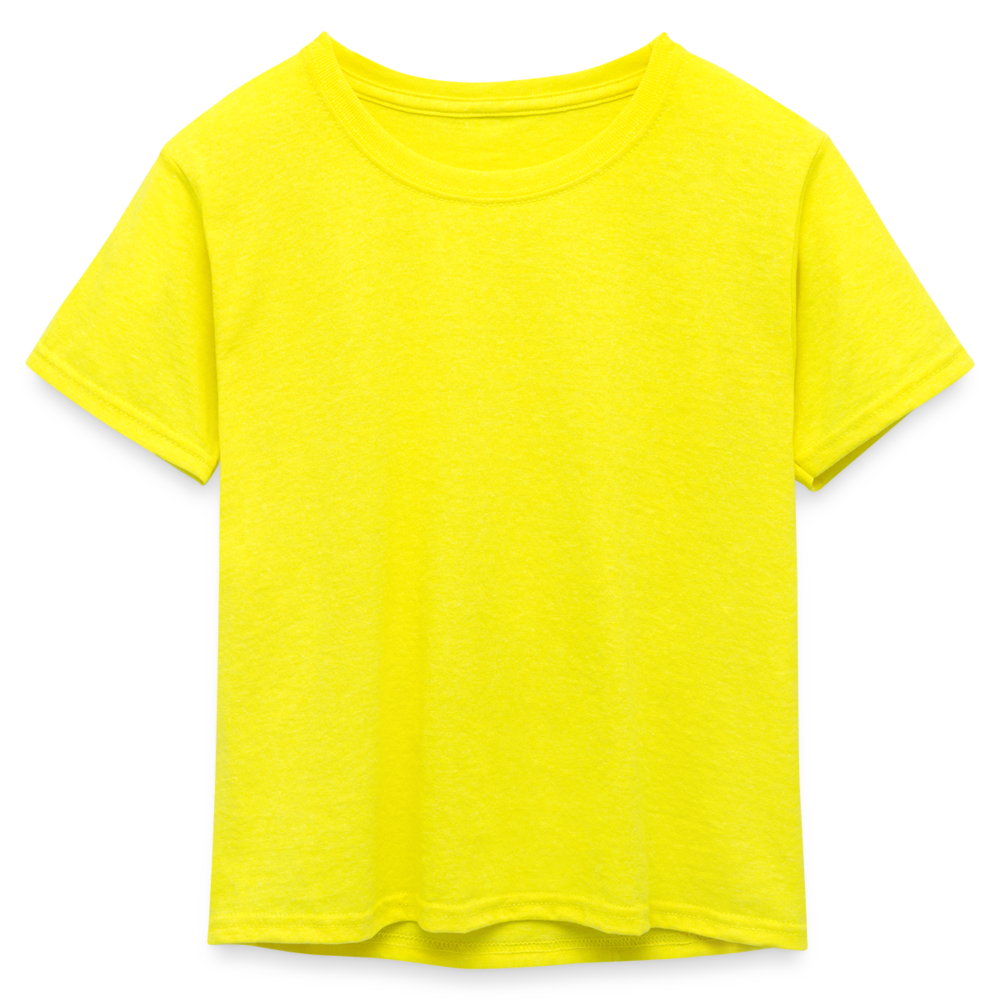 Customizable Kid's 50/50 Neon T-Shirt ADD YOUR OWN PHOTO, IMAGES, DESIGNS, QUOTES AND MORE - neon yellow