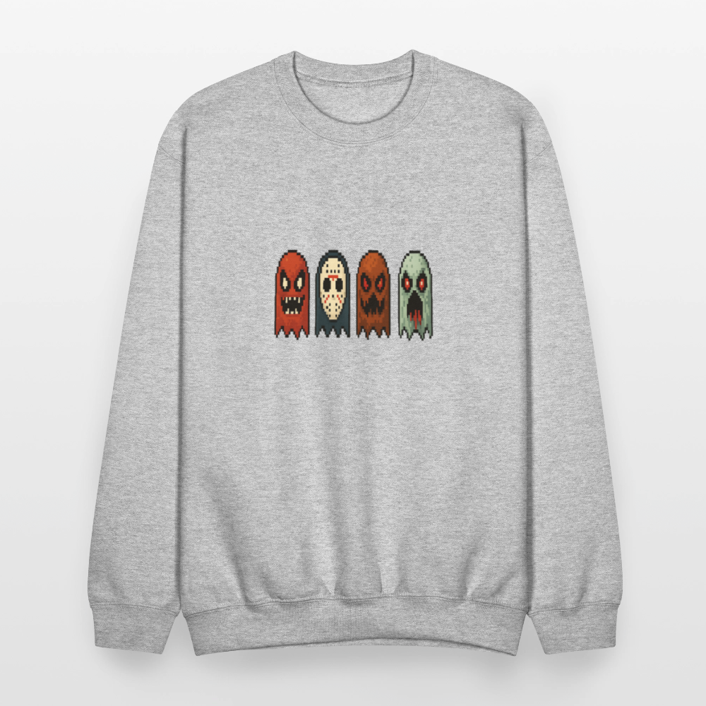 Pixel Horror Ghosts Retro Gaming Art Crewneck Sweatshirt - heather gray