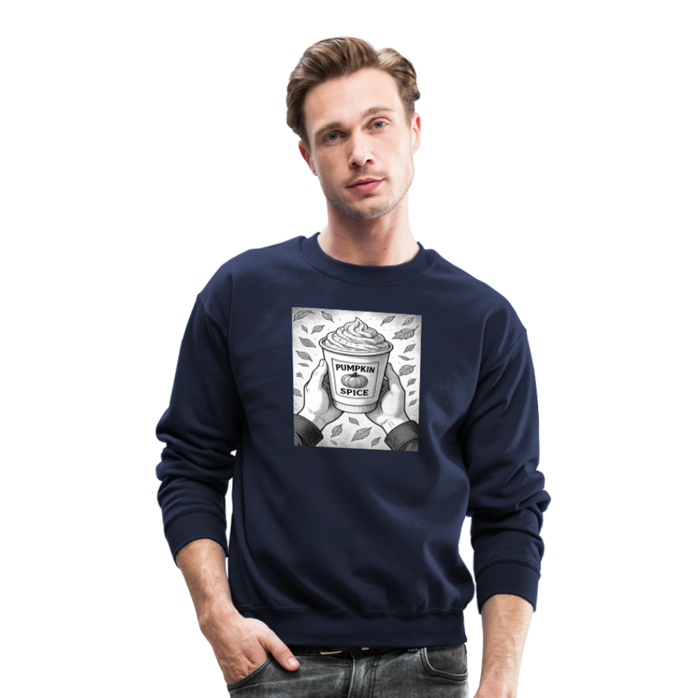 Pumpkin Spice Latte Season Design Crewneck Sweatshirt - navy