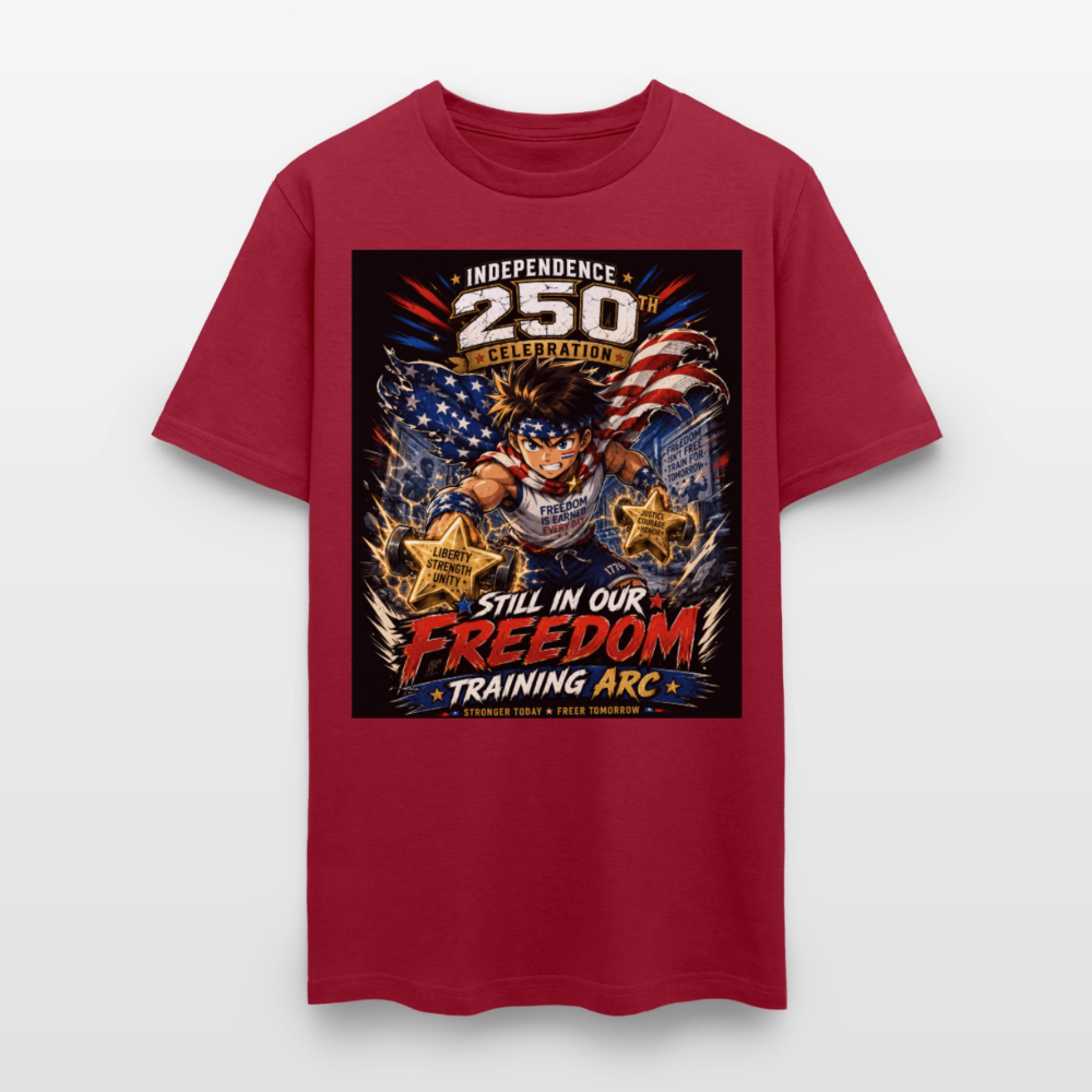 Patriotic T Shirt for July 4th Fans: Anime Hero Graphic - dark red