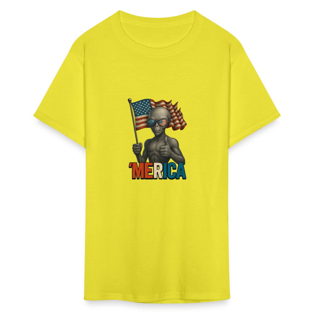Thumbs Up Merica Alien 4th of July Funny and Patriotic Unisex Classic T-Shirt - yellow