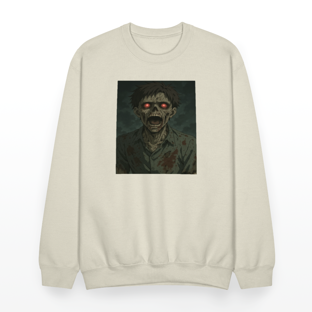 Scary Anime Zombie With Glowing Eyes Horror Art Crewneck Sweatshirt - Sand