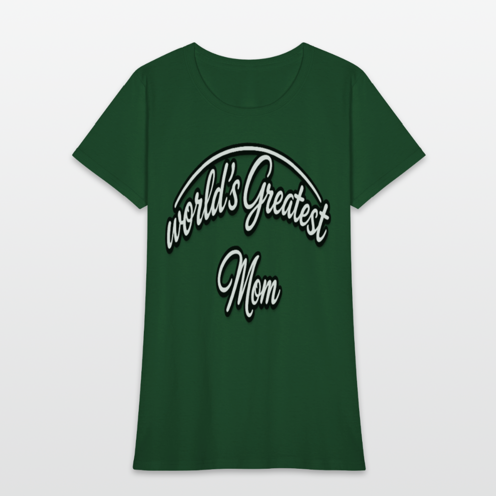 World's Greatest Mom Script Quote Women's T-Shirt - forest green