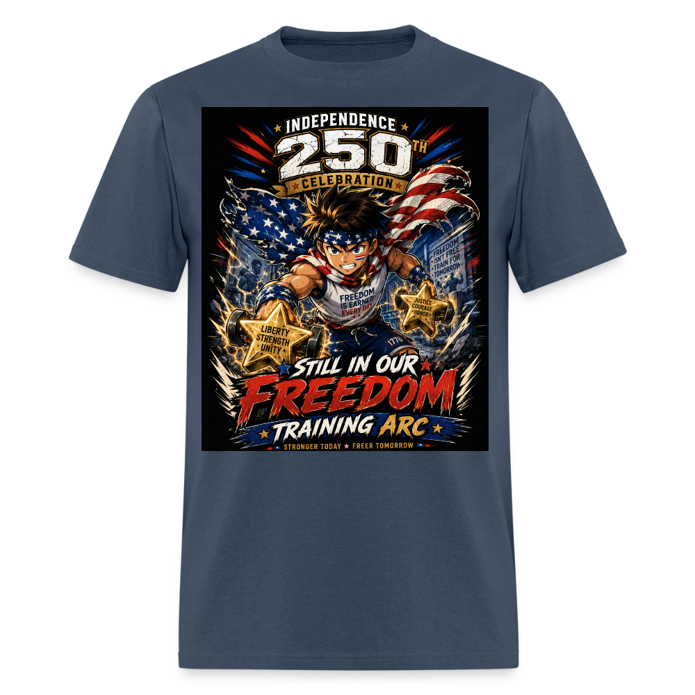 Patriotic T Shirt for July 4th Fans: Anime Hero Graphic -  blue dusk