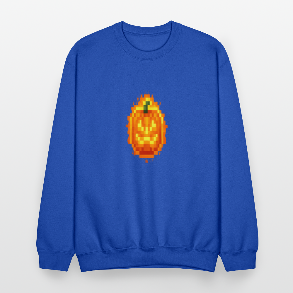 Pixel Pumpkin Power Up Halloween Retro 8 Bit Gamer Crewneck Sweatshirt - royal blue