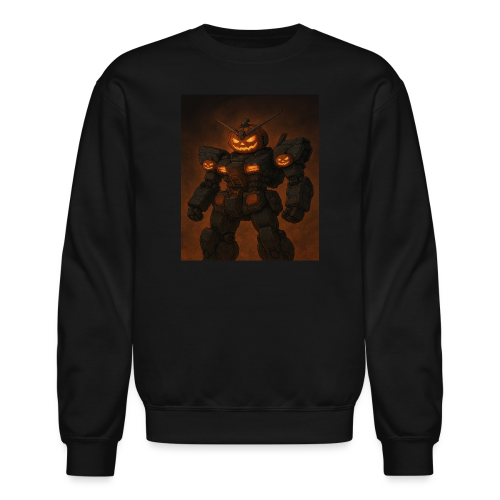 Pumpkin Mech Halloween Robot Crewneck Sweatshirt - black