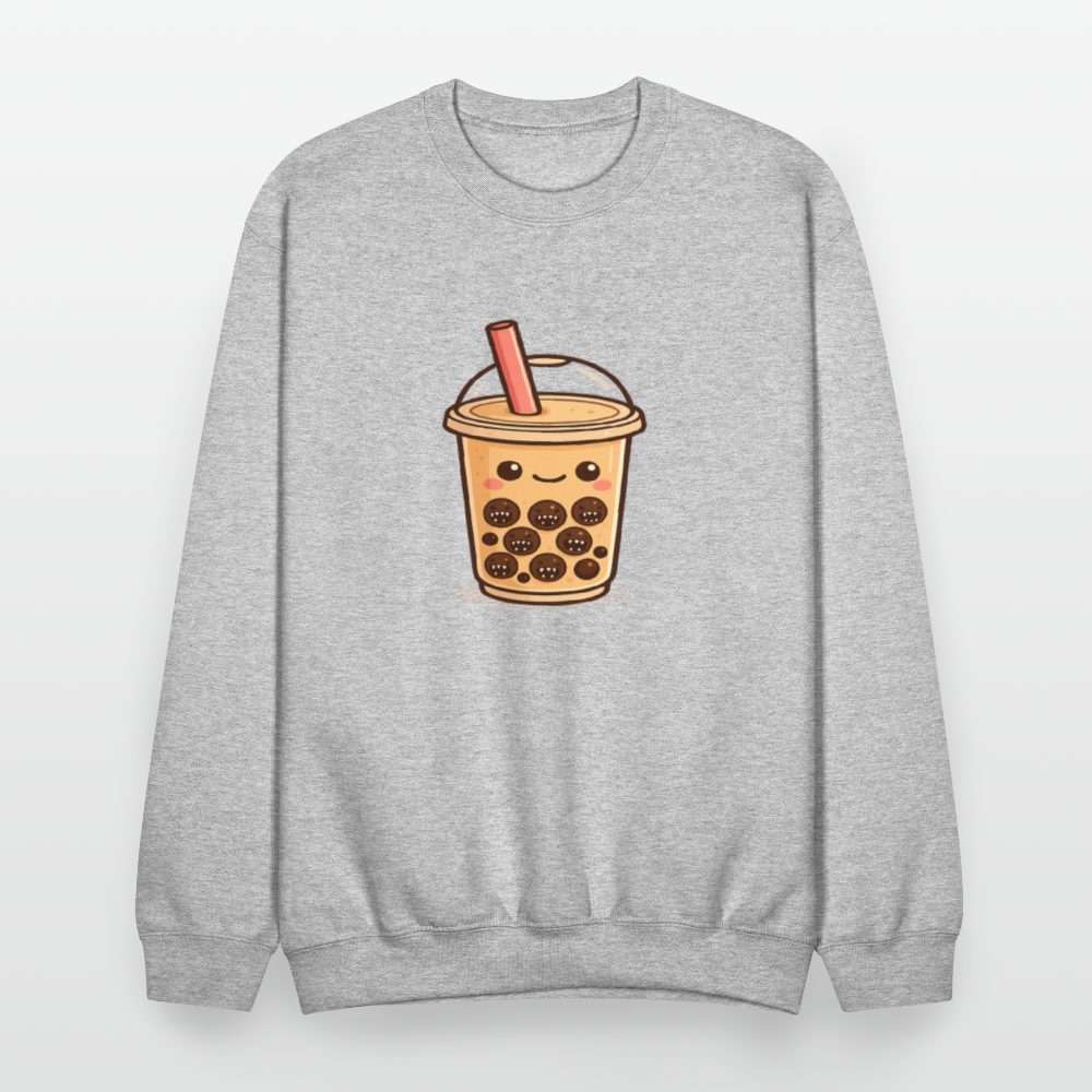 Kawaii Bubble Tea Monster Meme Crewneck Sweatshirt - heather gray