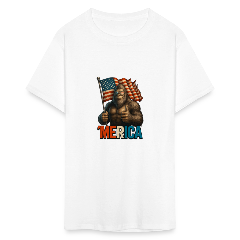 Thumbs Up Merica Big Foot 4th of July Funny and Patriotic Unisex Classic T-Shirt - white