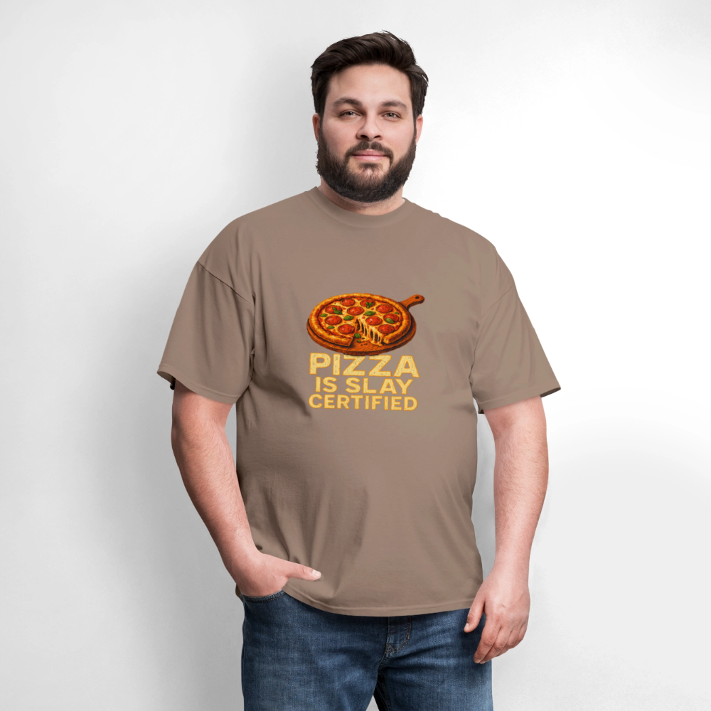 Pizza Is Slay Certified Funny Meme Gift for Pizza Lovers Unisex Classic T-Shirt - brown savana