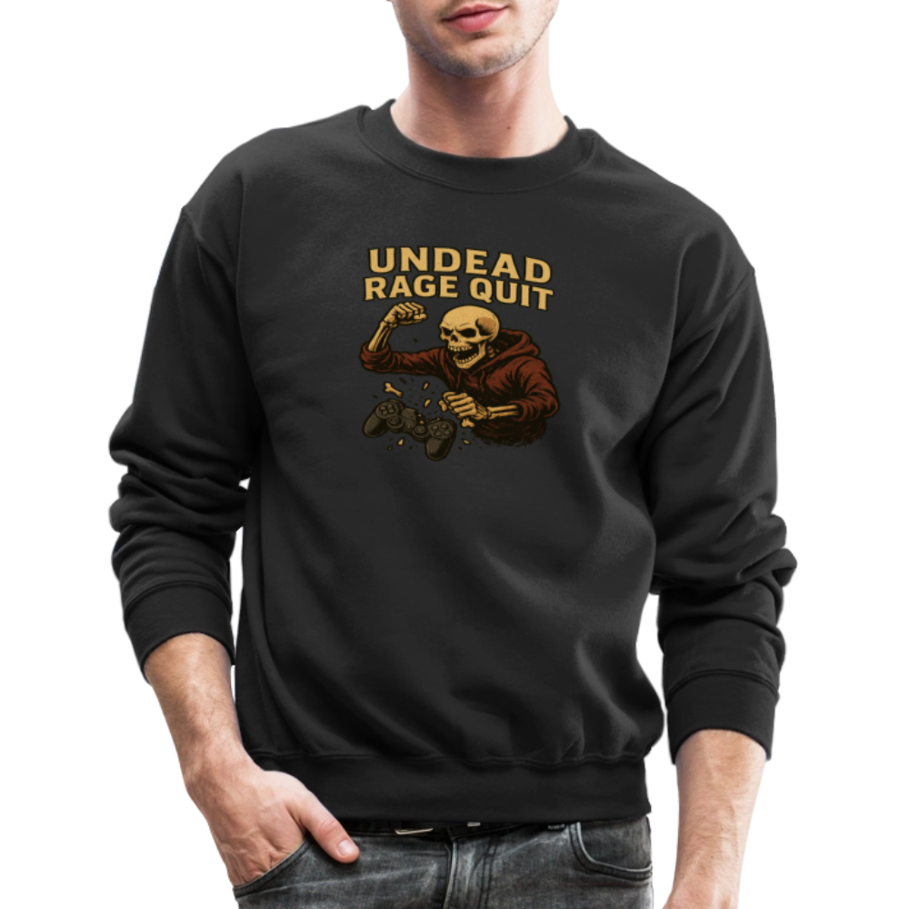 Undead Rage Quit Gamer Meme Crewneck Sweatshirt - black