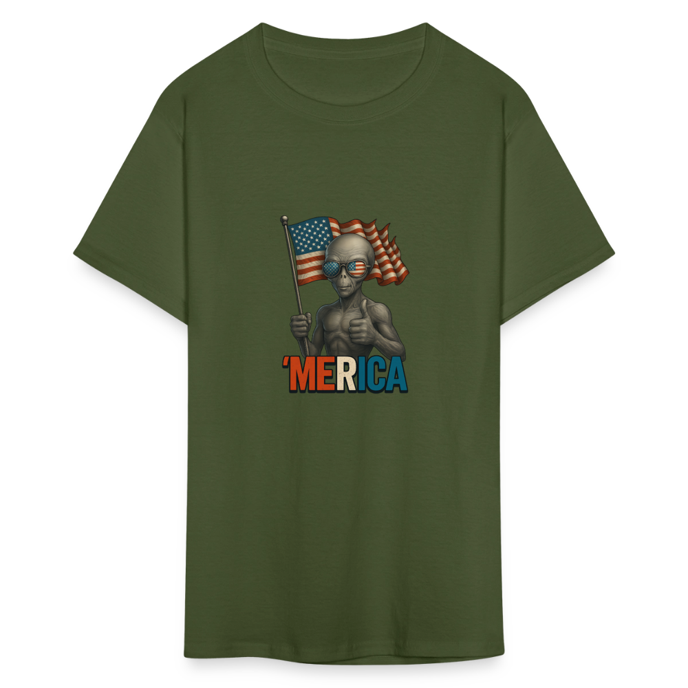 Thumbs Up Merica Alien 4th of July Funny and Patriotic Unisex Classic T-Shirt - military green