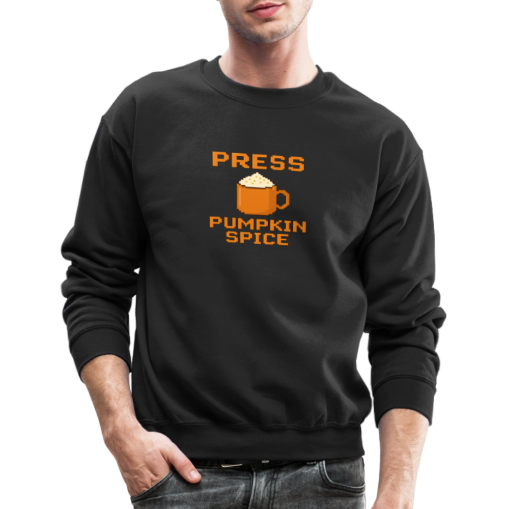 Press Pumpkin Spice Funny Gamer Meme Crewneck Sweatshirt - black