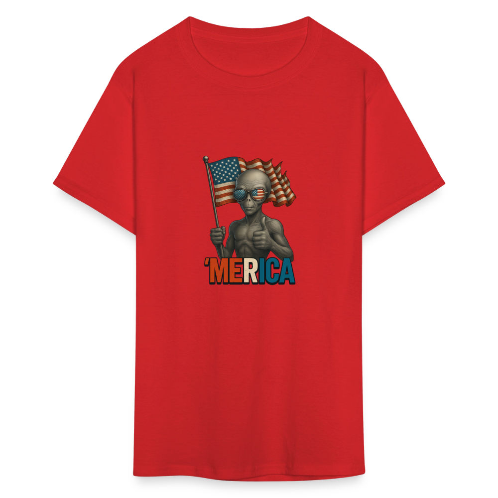 Thumbs Up Merica Alien 4th of July Funny and Patriotic Unisex Classic T-Shirt - red