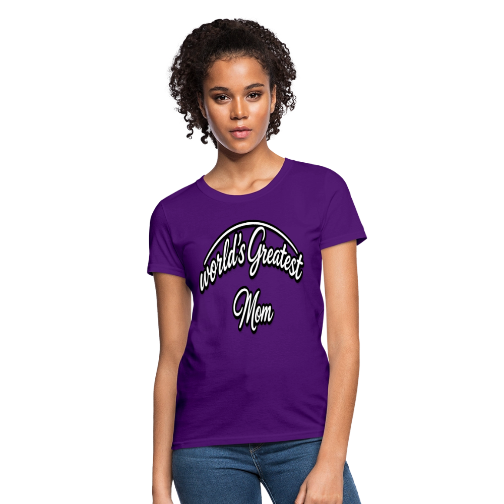 World's Greatest Mom Script Quote Women's T-Shirt - purple