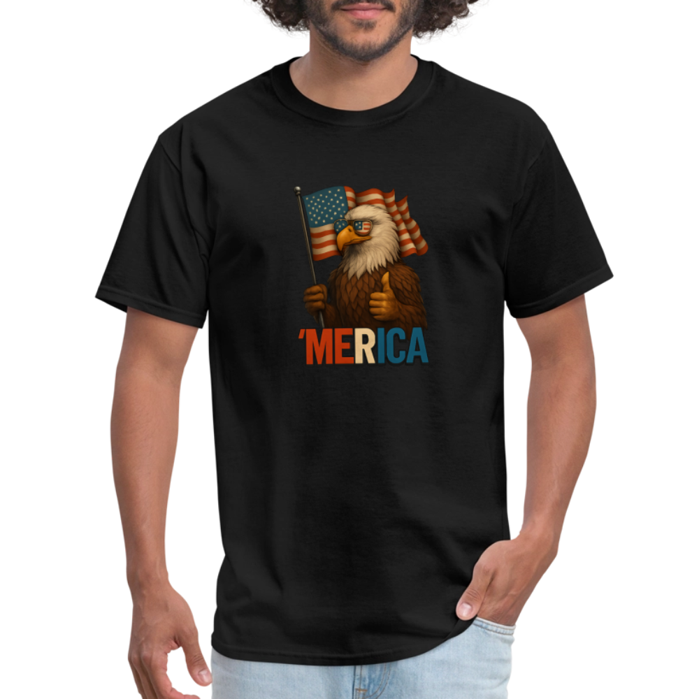 Thumbs Up Merica Eagle 4th of July Funny and Patriotic Unisex Classic T-Shirt - black