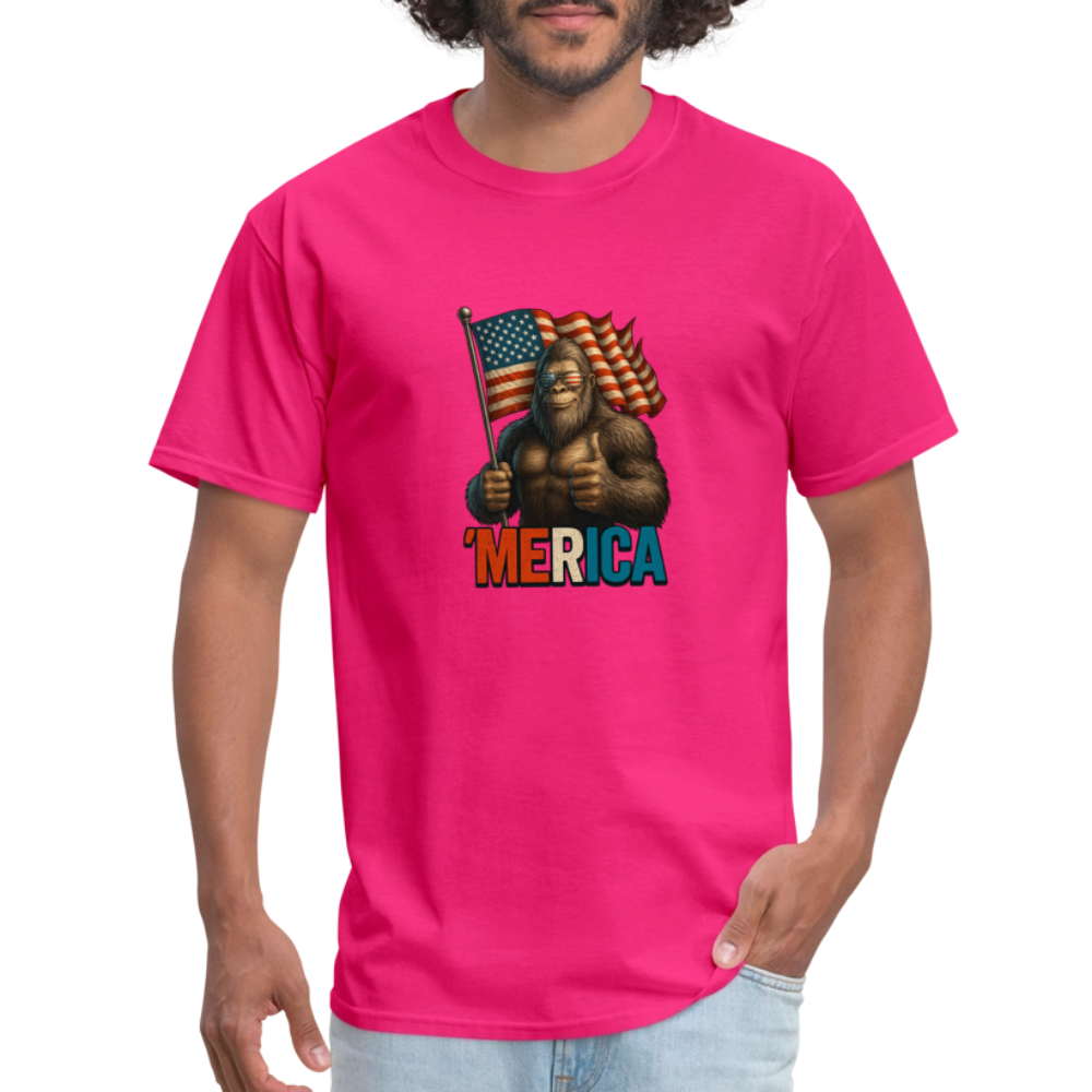 Thumbs Up Merica Big Foot 4th of July Funny and Patriotic Unisex Classic T-Shirt - fuchsia